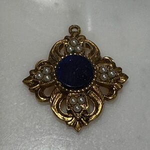 Vintage Avon Viennese Lapis Pendant with Pearls